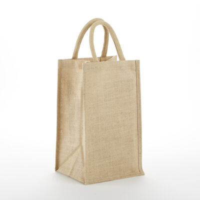 2 Bottle Jute Wine Bag Solid Front - Image 2