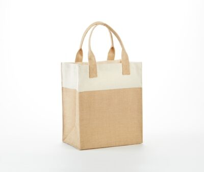 Mini Jute Gift Bag With Colored Cotton Trims & Self Handle - Image 2