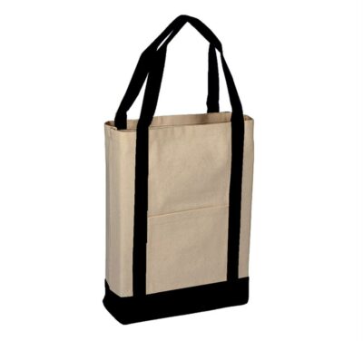 Two tone Canvas Deluxe Tote Bag - 14x16x4 - Image 6