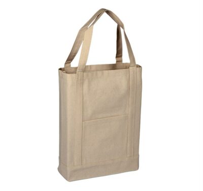 Two tone Canvas Deluxe Tote Bag - 14x16x4 - Image 5