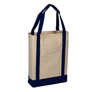 Two tone Canvas Deluxe Tote Bag - 14x16x4 - Image 4