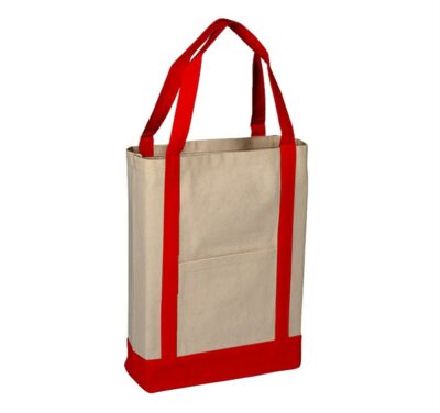 Two tone Canvas Deluxe Tote Bag - 14x16x4 - Image 3