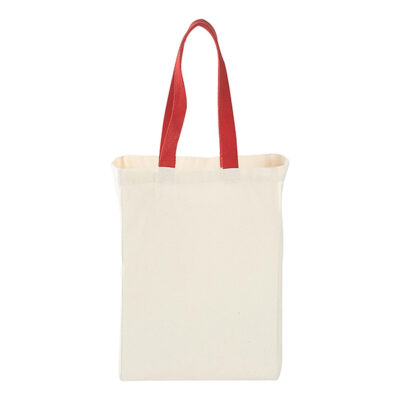 Cotton Canvas Grocery Bag with Colored Handles - Image 2