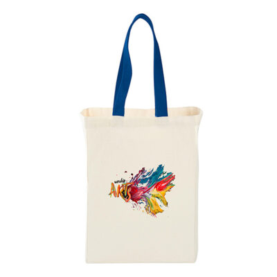 Cotton Canvas Grocery Bag with Colored Handles