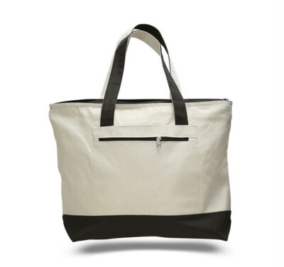 Canvas Zipper Tote Bag (with Color Handles) - Image 4