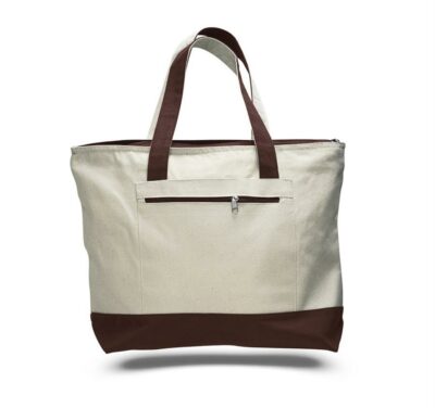 Canvas Zipper Tote Bag (with Color Handles) - Image 3