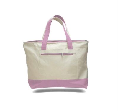 Canvas Zipper Tote Bag (with Color Handles) - Image 2