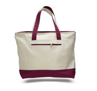 Canvas Zipper Tote Bag (with Color Handles) - Image 10