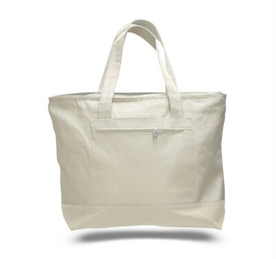 Canvas Zipper Tote Bag (with Color Handles) - Image 9
