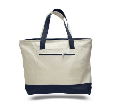 Canvas Zipper Tote Bag (with Color Handles) - Image 8