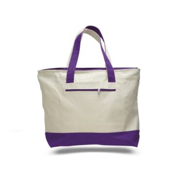 Canvas Zipper Tote Bag (with Color Handles) - Image 7