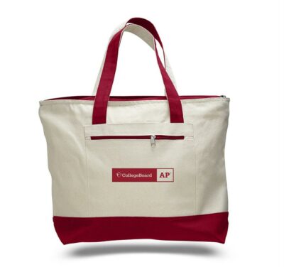 Canvas Zipper Tote Bag (with Color Handles) - Image 6