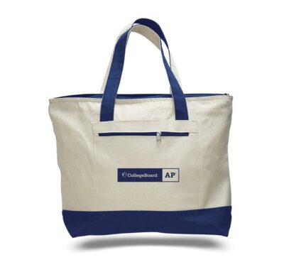 Canvas Zipper Tote Bag (with Color Handles) - Image 5